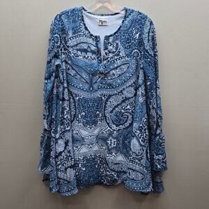 Show Me Your Mumu Perveen Pirate Paisley Tunic Dress Vacation Spring Blue Medium